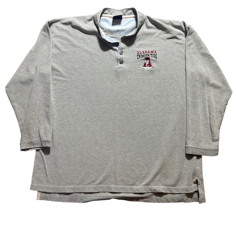 Cadre Athletic Polo Shirt Mens XL Grey Alabama Crimson Tide Long Sleeve Henley